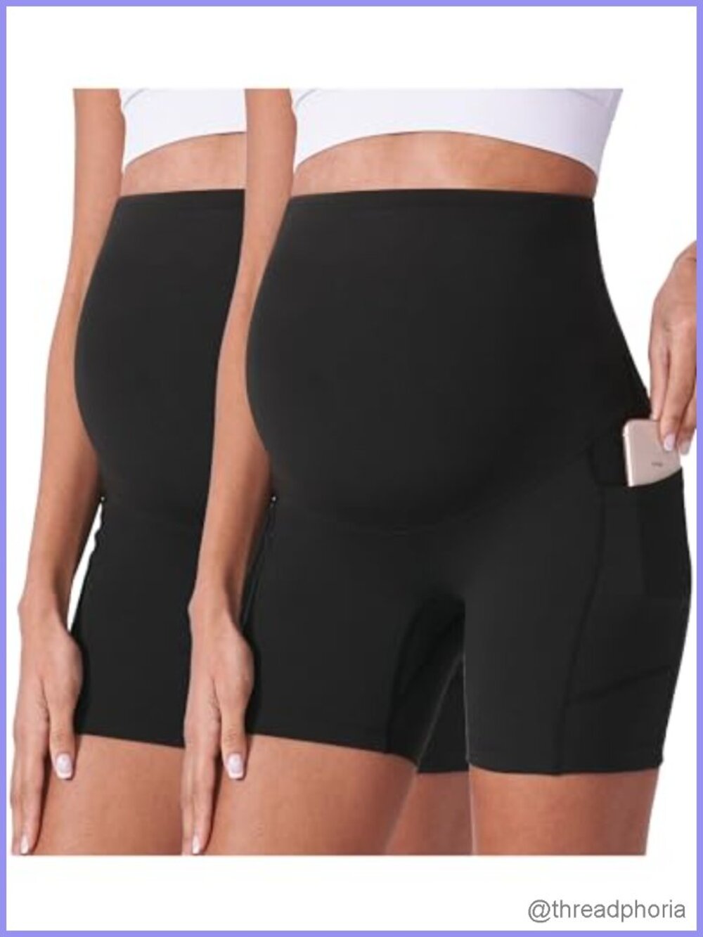 Maternity Biker Shorts for Women 5" High Rise Non See Through